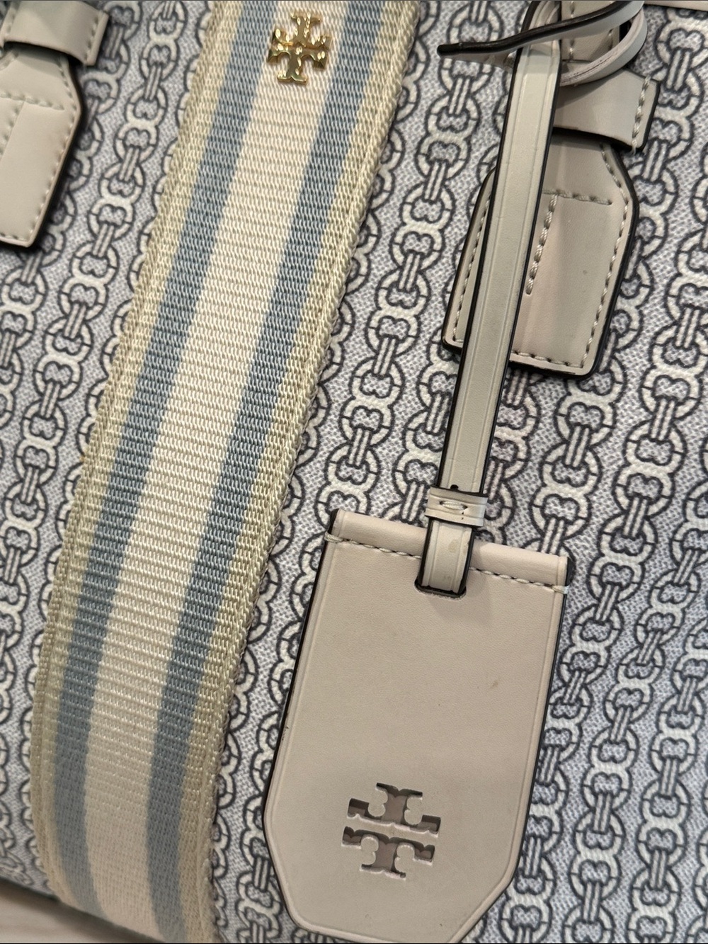 Tory Burch Bag Gemini Link Light Gray and Cream Satchel Tote - Picture 6 of 17